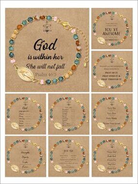 COLOYAN 9PCS Natural Stone Beaded Bracelets Adjustable Lobster Clasp